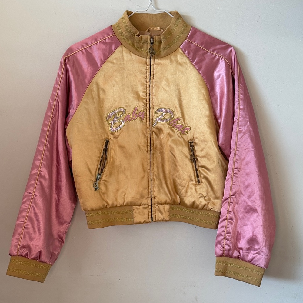 AUTHENTIC Vintage Baby Phat Gold and Pink Bomber Jacket
